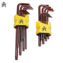 JPT 9 Pieces Torx Star Allen Key Set | Long Arm Wrench Hex Keys | Security Torx End Holes | Storage Case | T10-T50 ( 9Inch Star End )