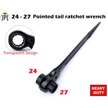 JPT 24-27 mm Hexagon Scaffold Quick Wrench Ratchet Spanner Ratcheting Socket Wrench, Double openings head automotive service Rachet Wrench Socket, Pointed Tail (Black) (24-27 mm)