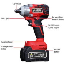 Buy JPT dual function Cordless Impact Wrench offering drilling and wrenching with 550Nm torque, 3200RPM speed, 4.0mAh battery at the most affordable price.
