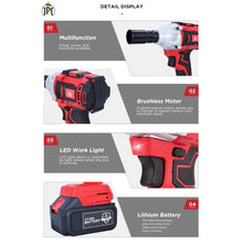 JPT Combo 21V Brushless Cordless Impact Wrench | 320Nm Torque | 0-2300 RPM | 1/2'' Hex | LED Light | Forward & Reverse | 4.0Ah 2x Battery | Fast Charger | 11Pcs Socket (8MM To 24MM) | Carrying Case