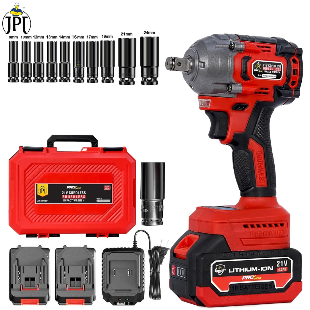 Buy JPT Combo 21v Pro Series Impact Wrench with 10Pcs Socket