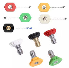 JPT Combo 5PCS Multiple Degree Washer Spray Nozzle Tips with 1/4 Quick Connector and 90 Degree Nozzle/Swivel Coupler