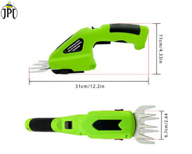JPT Battery Powered 2-in-1 Electric Cordless Hand-held Grass Shear Hedge Trimmer Shrubbery Clipper Rechargeable for Garden and Lawn