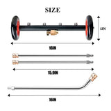 JPT 15" Dual-Function 4-Nozzle Undercarriage Cleaner,Surface Cleaner for Pressure Washer, with 3 Pieces Extension Wand