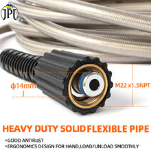 JPT 15-Meter Pressure Washer Heavy Duty Water Cleaning Extension Flexible Glass Fiber Pipe Compatible With JPT, StarQ, Vantro, And Aimex Comes With M22 Adaptor