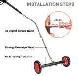 JPT 15" Dual-Function 4-Nozzle Undercarriage Cleaner,Surface Cleaner for Pressure Washer, with 3 Pieces Extension Wand