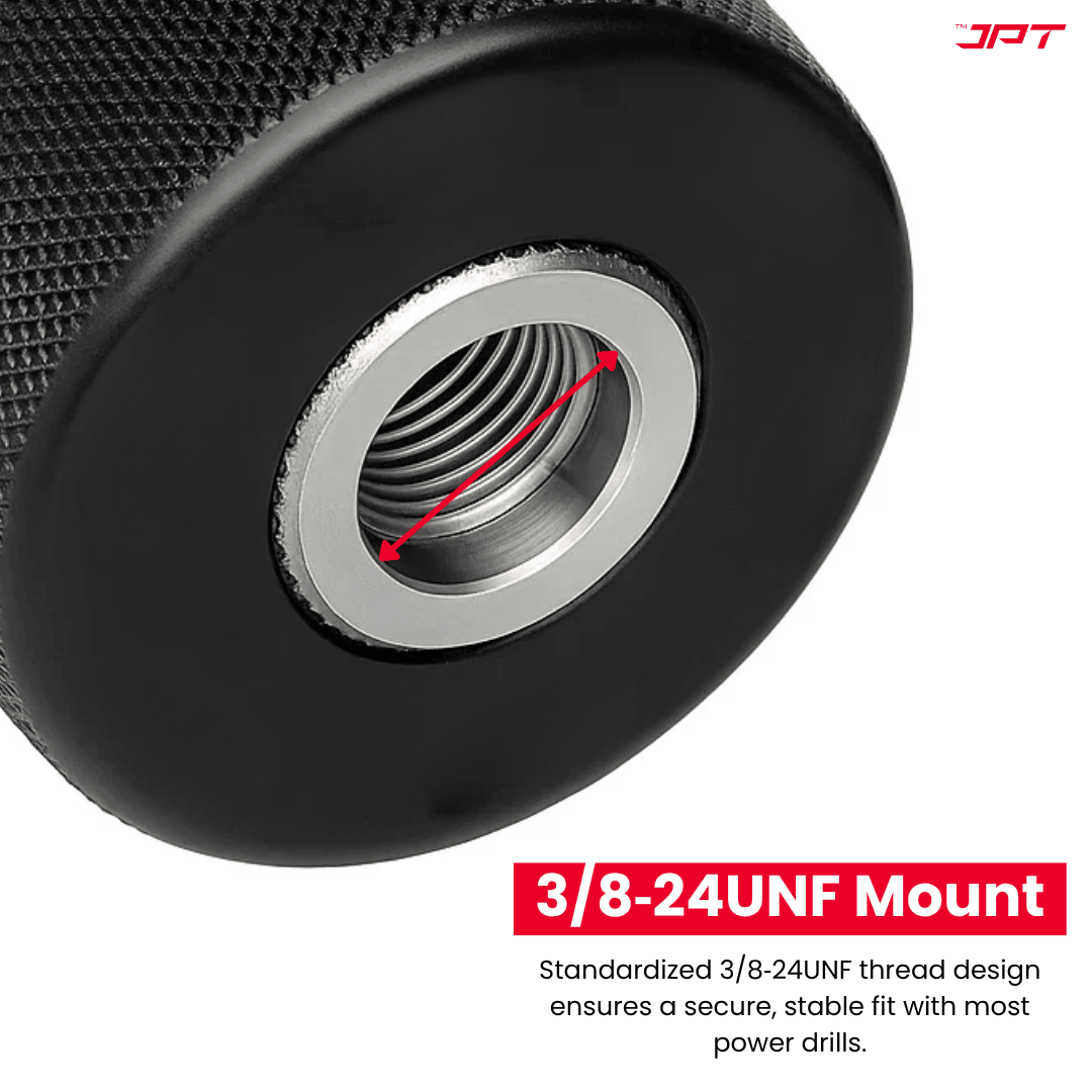 Buy JPT heavy-duty metal keyless drill chuck, featuring 10mm clamping range, 3/8‑24UNF mount, gear shaped 3 jaws, self-locking and more at best price.