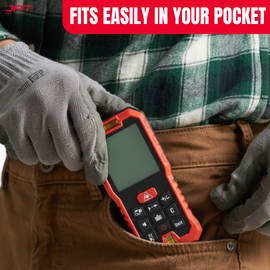 Buy JPT 50M Digital Laser Distance Meter with distance, area, volume & indirect height calculation — ideal for site engineers, contractors & interior projects.