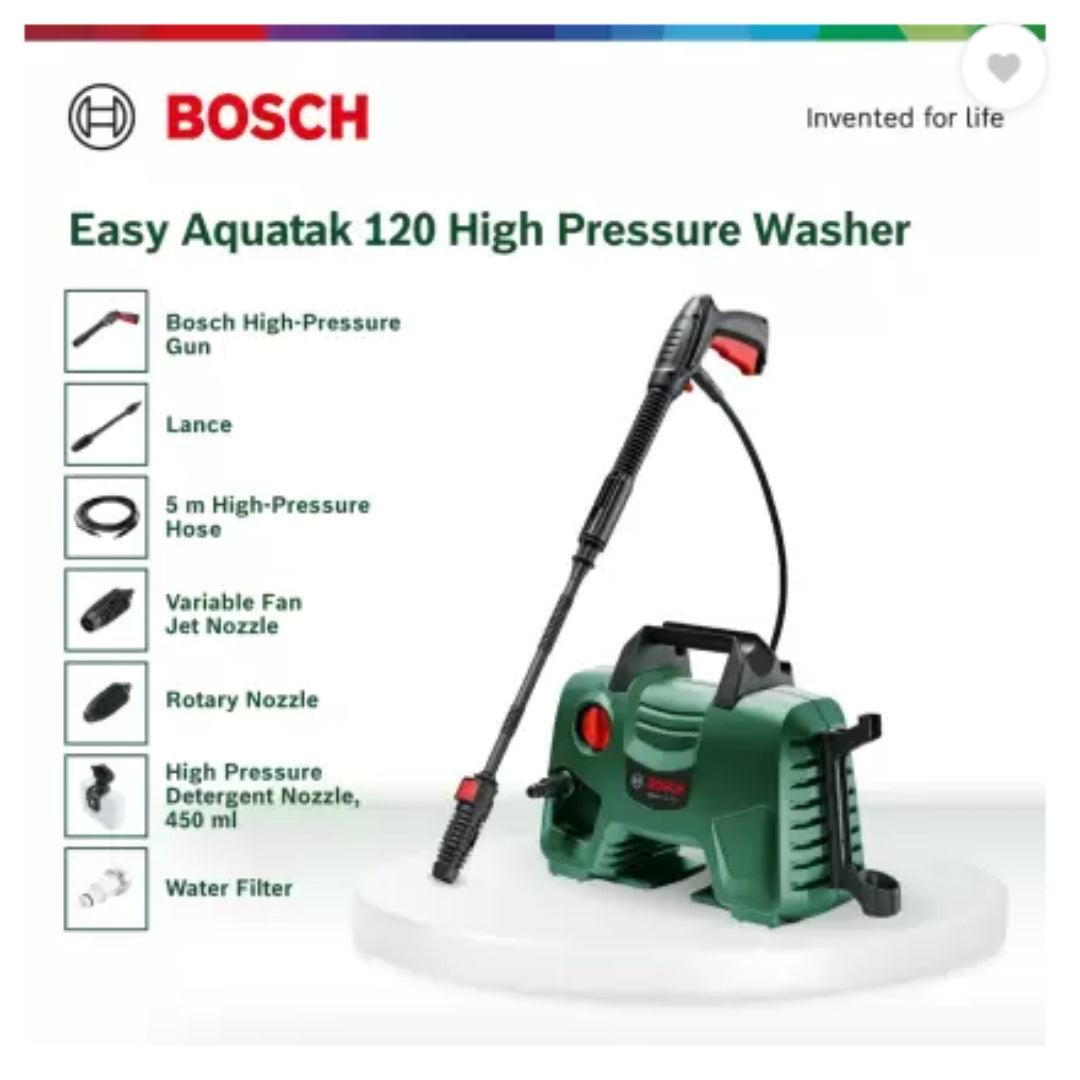 Bosch Car Washer EasyAquatak 120 Bar | 1500W Powerful Motor | 5.8 L/H Water Flow | Compact & Portable | Premium Accessories Included
