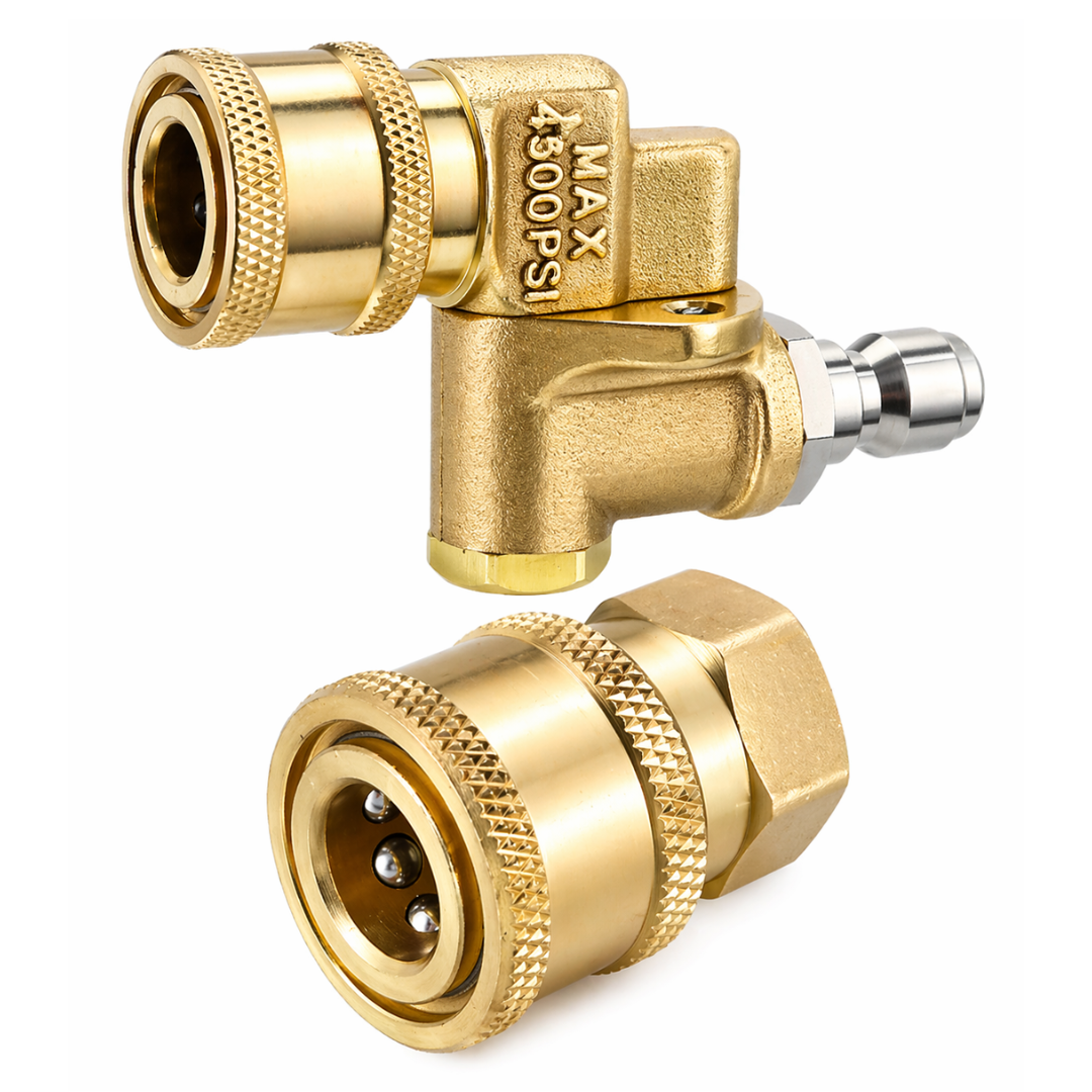 JPT Heavy-Duty 180° Rotation with 5 Angles Brass Pivoting Coupler And 1/4-Inch Quick Connect Fitting Female Socket