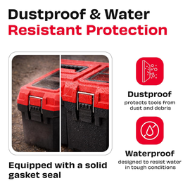 Buy JPT Pro Series 16" heavy-duty tool box, featuring two transparent lid, one removable tray compartment, dustproof & waterproof seal design, and more. Buy Now