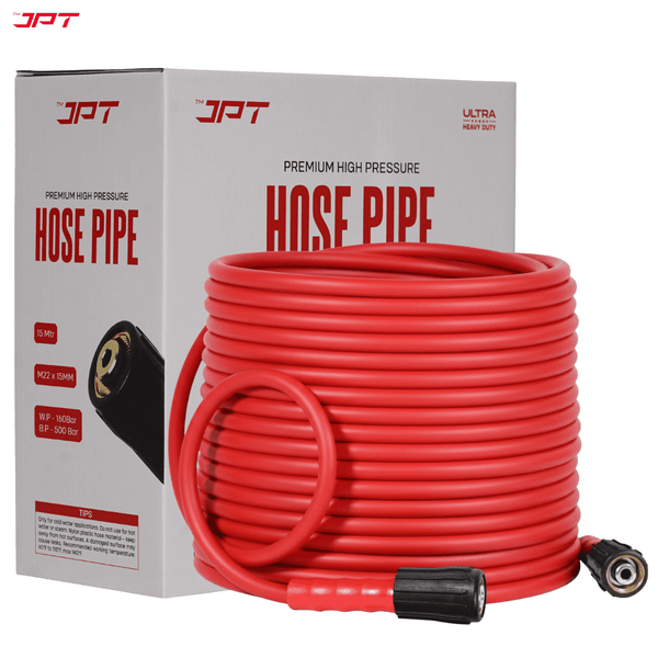 Buy JPT Ultra Heavy-Duty 15m flexible hose pipe for your high-pressure washer — perfect for home use, auto detailing, or industrial cleaning, Buy at best price.