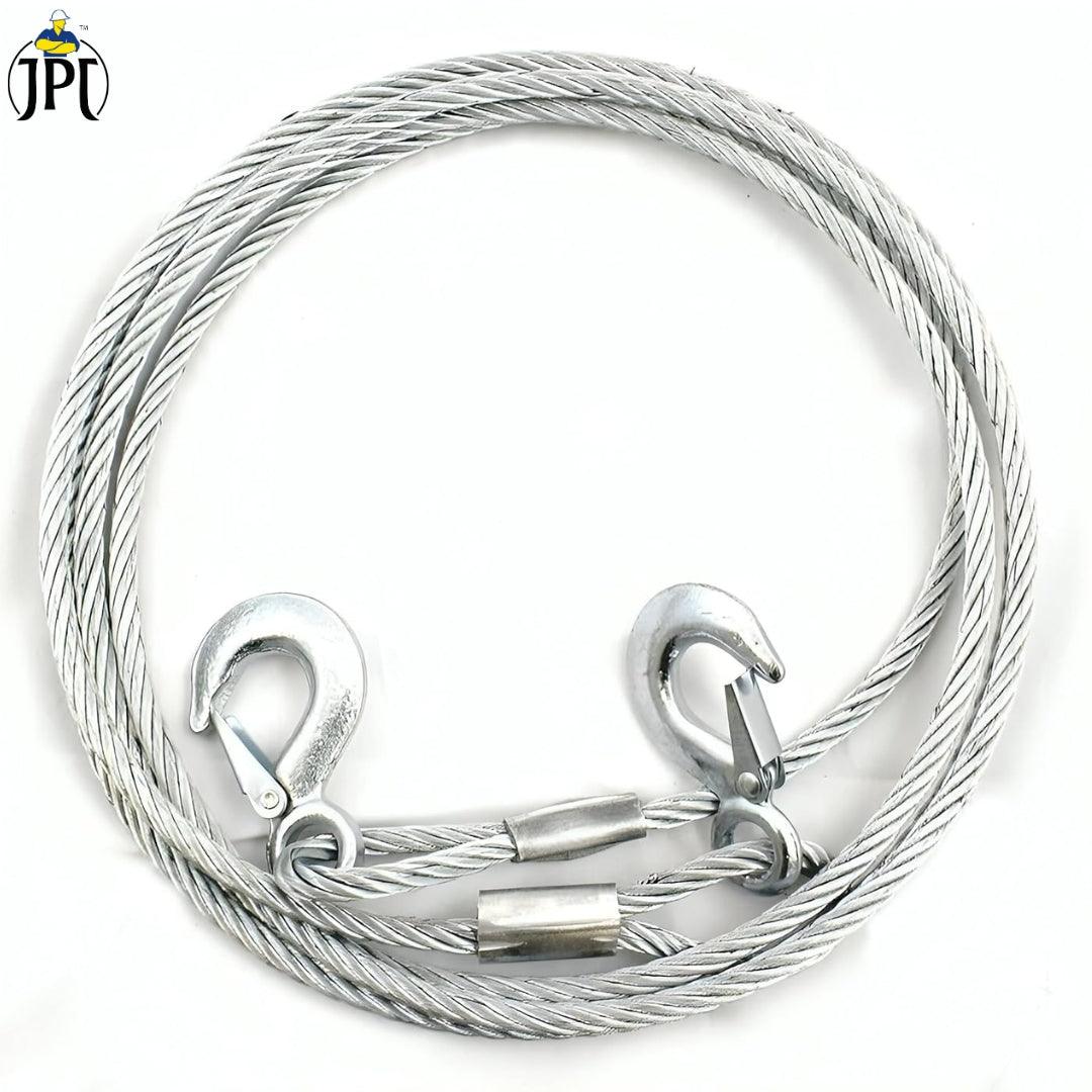 JPT Heavy Duty Steel Winch Cable, 3/8 x 13ft Wire Rope with Hook, 11,023 lb Breaking Strength - Ideal for Tow Trucks, Rollbacks, Cranes, and Wreckers (Silver)