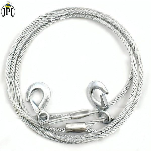 JPT Heavy Duty Steel Winch Cable, 3/8 x 13ft Wire Rope with Hook, 11,023 lb Breaking Strength - Ideal for Tow Trucks, Rollbacks, Cranes, and Wreckers (Silver)
