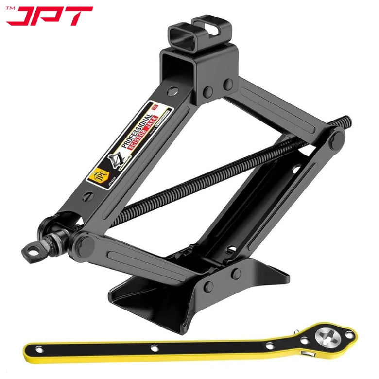 JPT Professional Folding Car Jack with A Load-Bearing Capacity of 2 Tons | Manual Scissor Jack in Many Cars and RVs | A Long Handle Labor-Saving Wrench Included