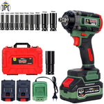 JPT Combo 1/2 Inch Pro Series Heavy Duty Brushless Cordless Impact Wrench/Gun, 406Ft-lbs (550Nm) High Torque, 3650RPM, 2x 4.0Ah Batteries & Fast Charger with 10Pcs Socket (18 Months Motor Warranty)