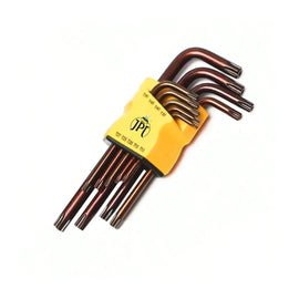 Grab now the JPT 9 pcs Torx Star Allen Key Set ( 6inch star end ), featuring small-arm design, premium S2 steel and chrome-plated, drilled tips, and much more.