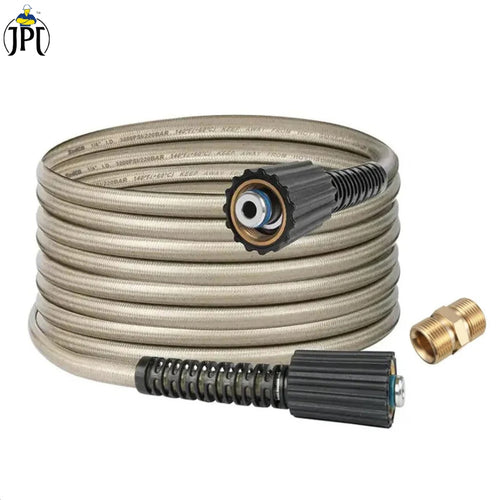 JPT Heavy Duty 8-Metre Super Flexible Pressure Washer Hose Pipe | American Standard M22 Thread With O-Ring Seals | Up To 2700 PSI Pressure | Compatible With Many Washer Brands | M22-15mm Thread Fitting Included