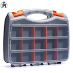 Buy now the JPT heavy duty 12-inch tool box organizer, featuring 30 removable dividers, double-sided design, transparent lids, and lock system. Buy Now