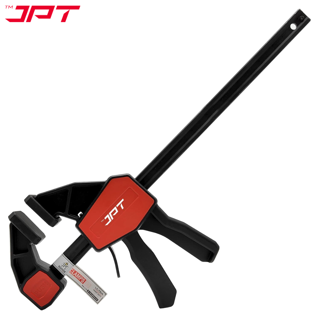 JPT Pro Series 18-Inch Quick-Grip Bar Clamps | 300mm Clamping Range | One-Handed Wood Clamps with Quick-Release Trigger | Heavy-Duty Spreader F-Clamp Set | 155 lbs Hold | Woodworking, Carpentry, DIY