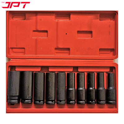 JPT Heavy-Duty 10-Piece Deep Impact Wrench Socket Set | 8MM To 24MM Long Size | 1/2-Inch Drive Size