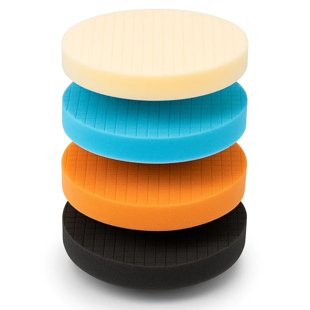 JPT 6-Inch Polishing & Buffing Pad Kit | 4 Color Pads for Polishing & Waxing | Hook & Loop Pads for Tigh Grip on Polisher | Sponge Pads for Car Buffer, Waxing & Swirl Removal