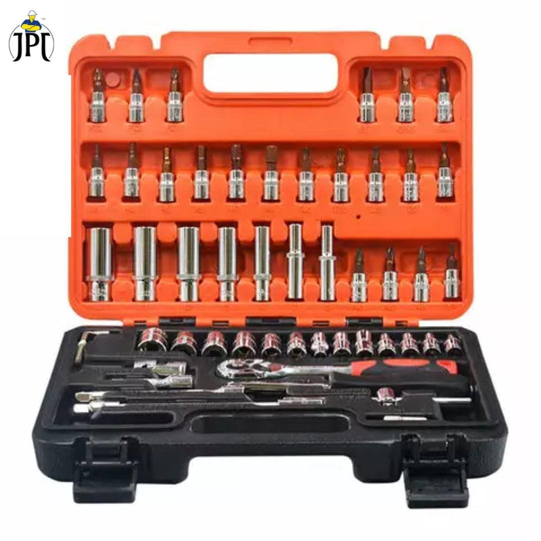JPT Heavy Duty Professional 53-Piece Hand Tools Kit | Ratchet and Socket Wrench Sets | 53 in 1 Repair Tool for Cars, Motorcycles and Bicycles