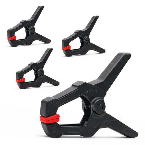 JPT 3.5-Inch Heavy Duty Spring Clamp | 45mm Wide Jaw, High-Tension Steel Spring | One-Hand Quick Grip, Non-Slip Pads | Woodworking, Carpentry & DIY Clamp PACK OF 4