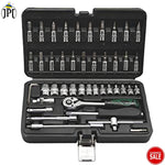 Power Grip 46-Piece 1/4-Inch Screw Driver Socket Wrench Set With Socket Set and Hand Tools Set for Auto Repairing, Household Work, And More