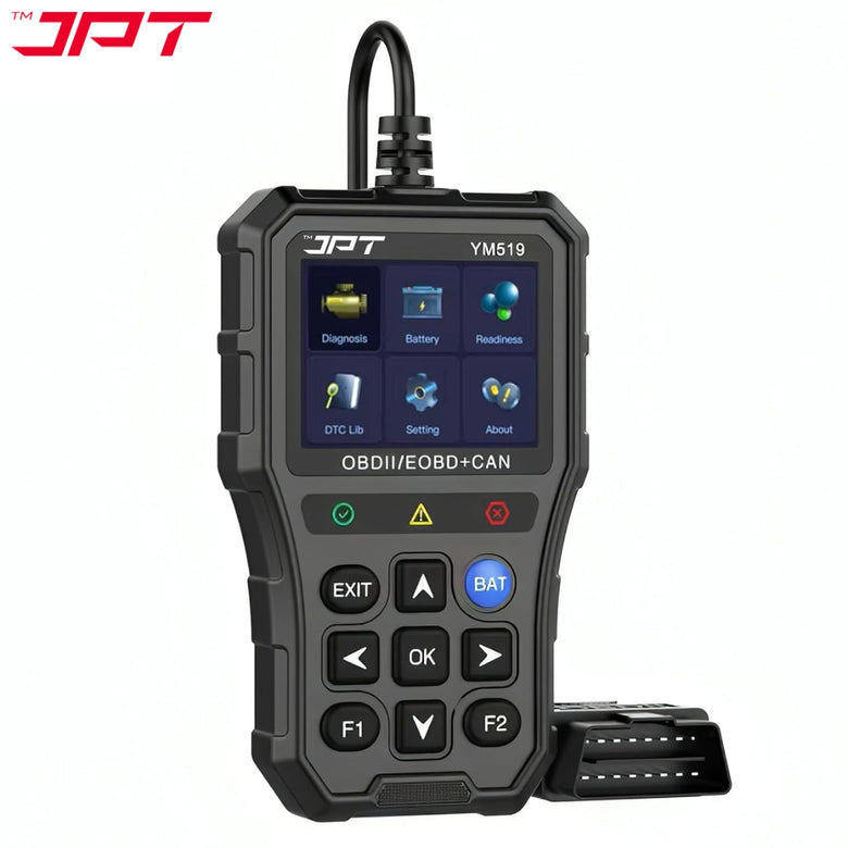 JPT OBD2 Scanner with Battery Tester – Universal Car Diagnostic Tool for Check Engine Light, Live Data, Emissions Readiness, Fault Code Reader, Plug & Play, Supports All OBDII Vehicles