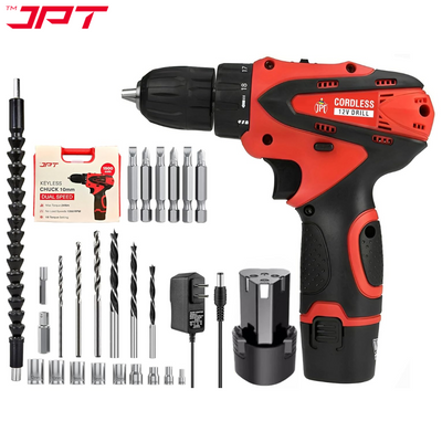 Buy JPT multi-purpose 12v cordless drill  machine with 24 drill accessories all at the best price. Shop best collection of 12v, 18v, and 21v drill at JPT Tools.