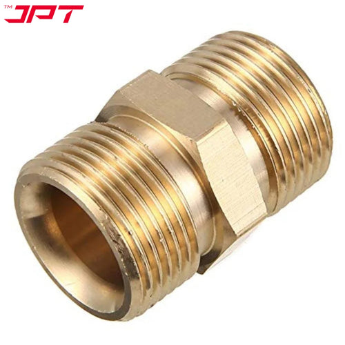 JPT Heavy Duty M22-15mm Metric Male Thread Fitting | Solid Brass Build | Withstand 5000 PSI Pressure | Pressure Washer Hose Extension Coupler
