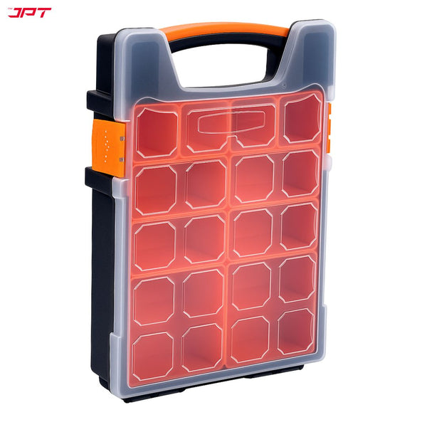 JPT Heavy-Duty Transparent 10 Removable Deep Bins Tool Organizer, Great Organization and Storage for Hardware Assorted Nails, Dowels, Screws, Nuts and Bolts