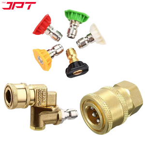 JPT Combo 5-Piece Quick Connect Universal Pressure Washer Nozzle | 180° Rotation with 5 Angles Pressure Washer Pivoting Coupler | 1/4-Inch Quick Connect Female Socket