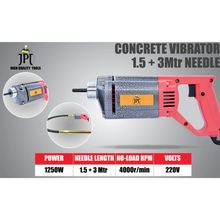 Shop the JPT most powerful concrete vibrator machine featuring  13,000vpm, 1,300rpm, 240v, copper armature, 1.5M and 3M needles set all at the best price online