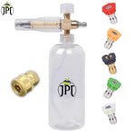 JPT Heavy Duty Snow Foam Cannon | 70 Bar Power | 3000 PSI Pressure | Brass + ABS Nozzle | Adjustable Thick Foam | 5-Piece Pressure Washer Nozzle Set | 1/4" Quick Connector Included