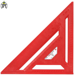 JPT 12-Inch Thickened 45°/90° Carpenter Square | ABS Build Triangle Ruler | Laser-Engraved Scale | Widened Base Design | Best For Carpentry, Woodworking, Construction, And DIY