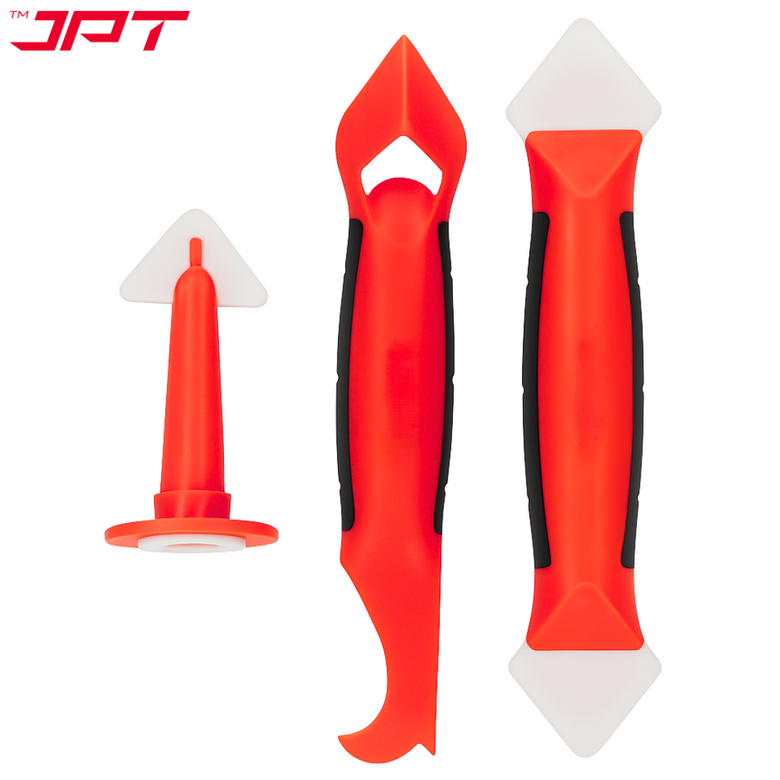 JPT 3-Piece Silicone Caulking Tool Kit | Sealant Finishing Grout Scraper | Gap Filler | Scraper Finishing Tool for Sinks, Bathtubs, Windows, Tiles, and All Sealing Projects
