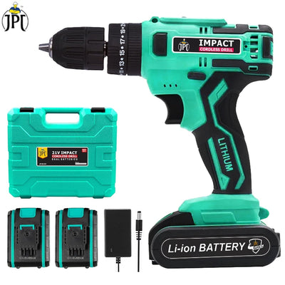 Get the JPT 3/8" impact portable cordless drill machine, featuring28nm torque, 1350rpm, 3 modes, lightweight, keyless chuck, and built-in LED light. Buy Now