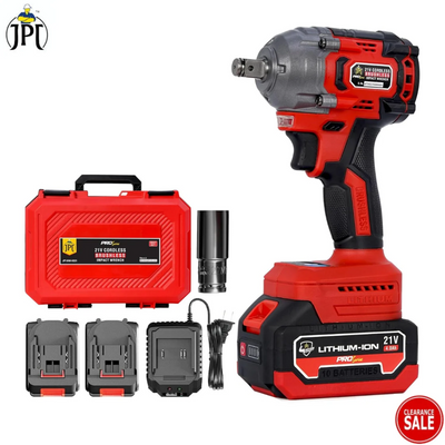 JPT Pro Series Brushless 21-volt Cordless Impact Wrench | 570N.m Torque | 4400 RPM Speed | 2 Speed Modes | 1/2-Inch Hex Shank | Bright LED Light | 4000mAh Battery | Fast Charger | Clearance Sale 2024