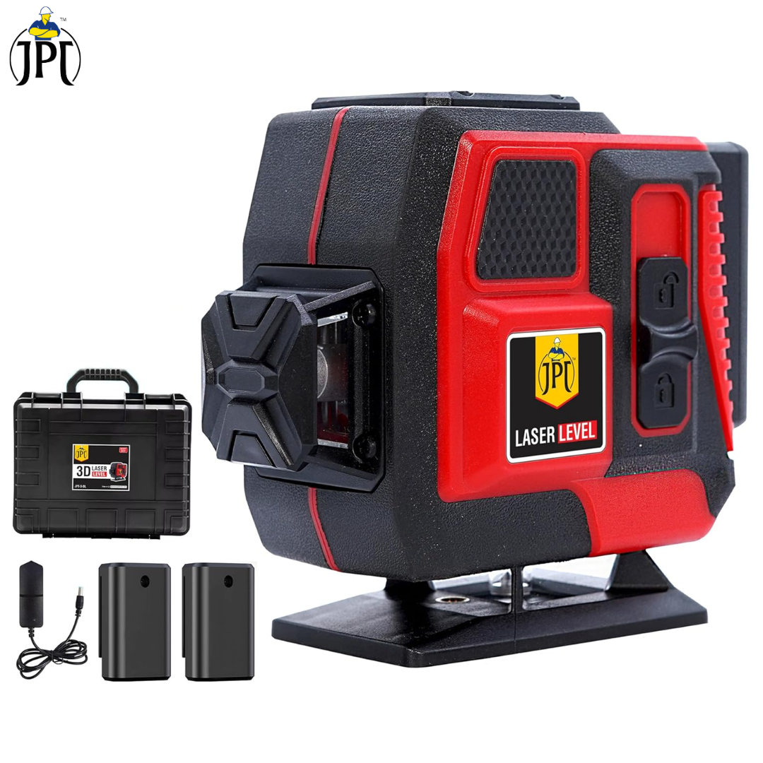 JPT 360° 3D Self-Leveling Laser Level with Mini Tripod – High-Precision Cross Line Tool for Construction, Renovation, and Floor Tiling with Two 1500mAh Batteries, Fast Charger and Durable Case