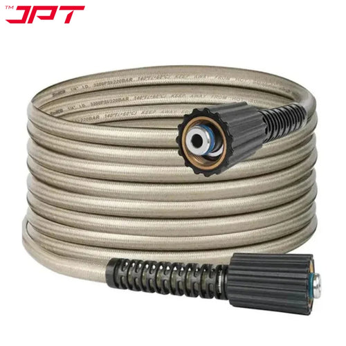 JPT 15MTR Heavy Duty Super Flexible Pressure Washer Hose Pipe | American Standard M22 Thread With O-Ring Seals | Max. 3200 PSI / 2465 PSI Working Pressure | Max. 170 Bar Power | Compatible With Many Pressure Washer Brands