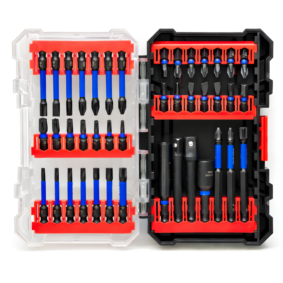 JPT 42-Piece Impact Rated S2 Steel Bit Set | Phillips, Pozidriv, Torx, Hex & Slotted Bits with Bit Holder & Socket Adapter | Taiwan Material for Impact Driver & Drill | Ultra Heavy Duty