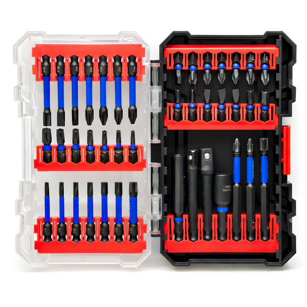 JPT 42-Piece Impact Rated S2 Steel Bit Set | Phillips, Pozidriv, Torx, Hex & Slotted Bits with Bit Holder & Socket Adapter | Taiwan Material for Impact Driver & Drill | Ultra Heavy Duty