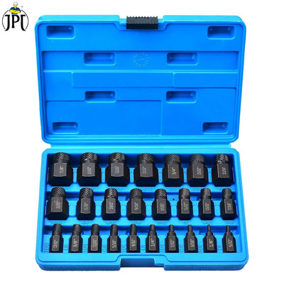 JPT 25Pcs Screw Bolt Nut Extractor Set, Hex Head Multi-Spline Remover, Rounded Bolt Remover for Broken Studs, Bolts, Hex Sockets, Screws, and Fittings