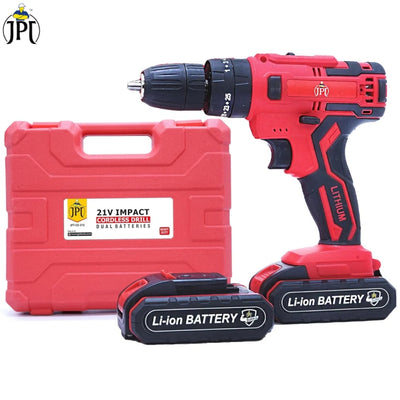 JPT 21v Impact Cordless Drill Machine | 28 Nm Torque | 1350 RPM Speed | 3/8" Keyless Chuck | 25+3 Setting Modes | 2 Speed Modes | 1500mAh Battery | Fast Charger ( RENEWED )
