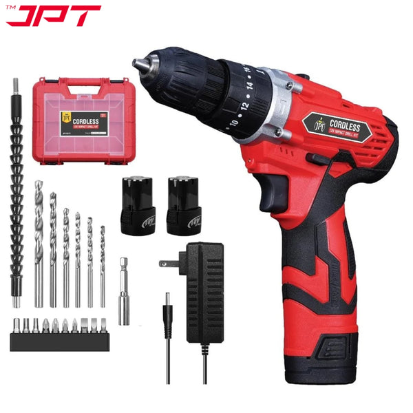 Buy now for the JPT 12v impact cordless drill machine with 18-piece drill accessories all at best price. Buy best drill machine for home and workshop at JPT.