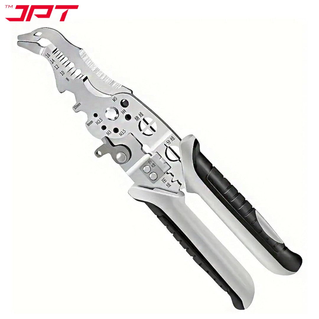JPT Heavy-Duty Multi-Function Wire Stripper & Crimper Tool | Chrome Vanadium Steel Build | Ergonomic TPR Grip | Precision Electrical Wire Cutter & Terminal Crimping Tool