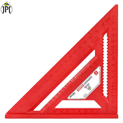 Buy now the JPT 7-inch thickened 45°/90° carpenter square, featuring precision laser markings, high-quality build, widened base, and user-friendly design.