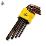 JPT 9 Piece Short Arm L Shaped 7Inch Ball End Hex Allen Key Set | Security Torx End Holes | Sizes 1.5mm to 10mm